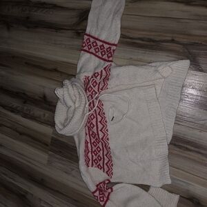 Derek Heart Red and Cream Cowl Neck Sweater